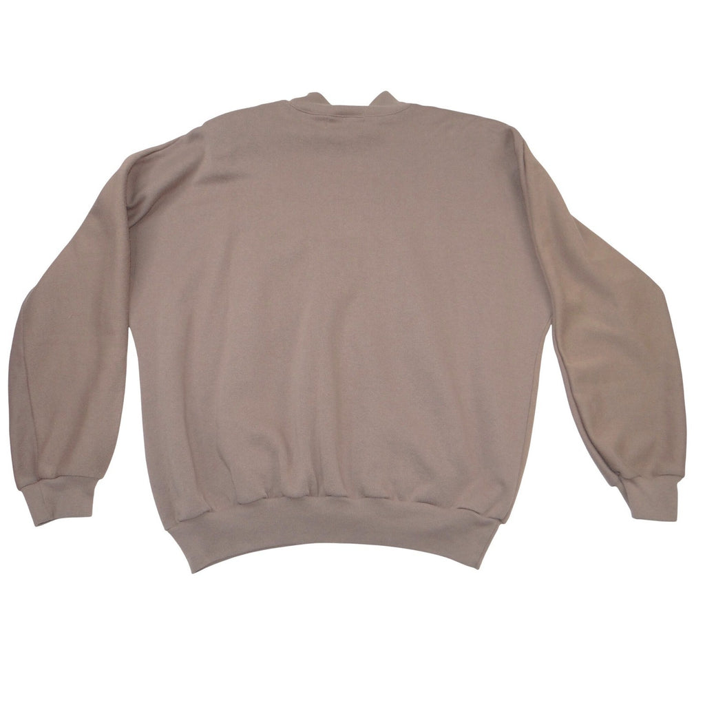 Adolfo Sport Vintage Mock Neck Sweatshirt Taupe Pink Floral Embroidered Medium