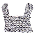 Olivace Black White Floral Smocked Crop Top Square Neck Wide Strap Size L