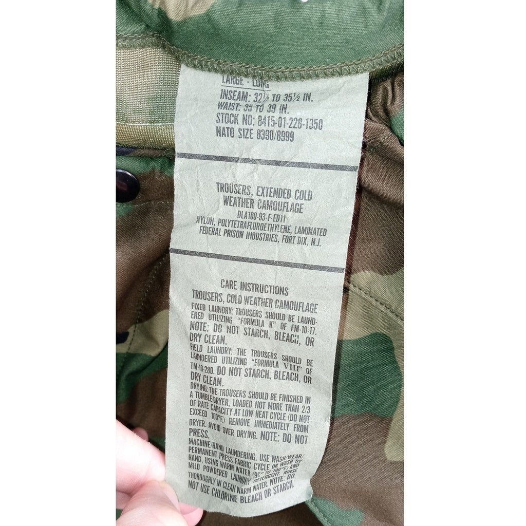 Mens Extended Cold Weather Camouflage Trousers Military Surplus Large