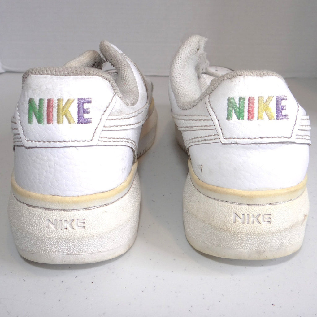 Nike Court Vision Alta Womens 8 White Platform Sneakers Rainbow Logo