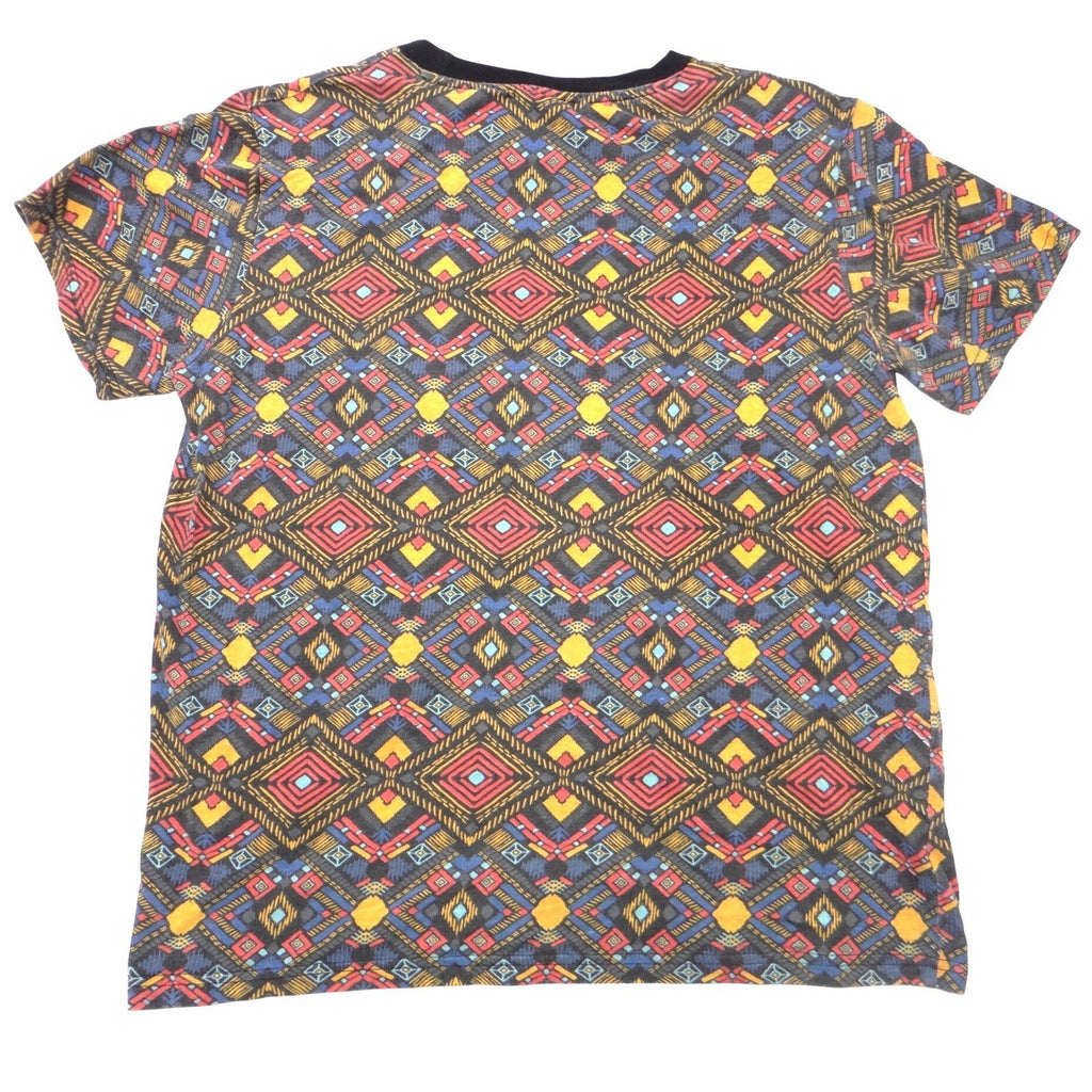 Vintage WXYZ Mens Small Geometric Tribal Print T-Shirt Short Sleeve Crewneck