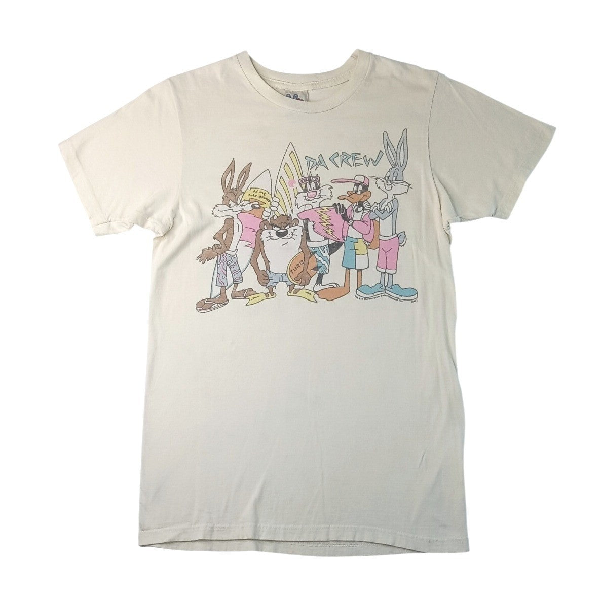 Vintage Looney Tunes Crew Graphic T Shirt Women's Cream Bugs Bunny Daffy Duck