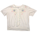 VTG Alfred Dunner Women White Floral Embroidered Button Front Short Sleeve Top L