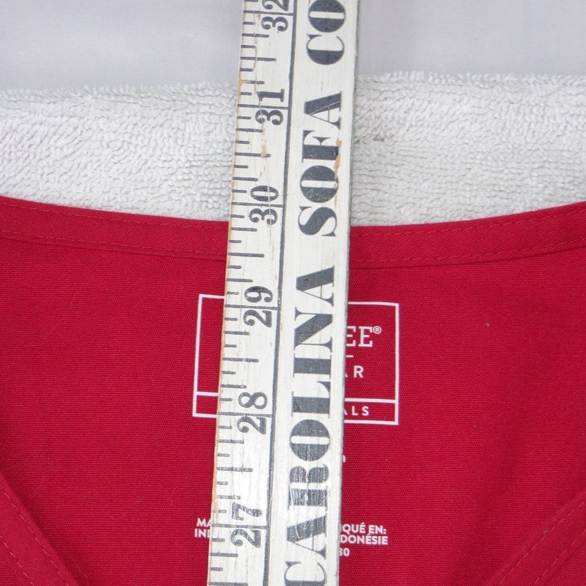 Cherokee Workwear Professionals Red Mock Wrap Scrub Top V-Neck Stretch Large