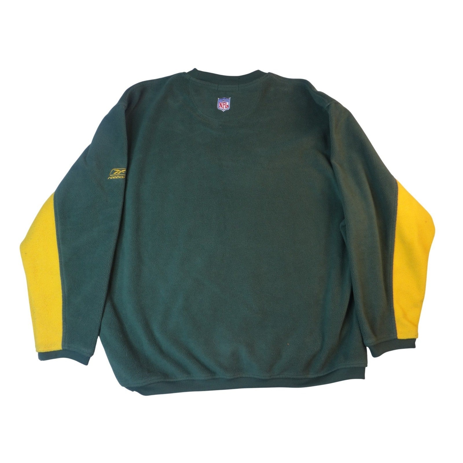 Green Bay Packers Fleece Sweatshirt Men's XXL NFL Reebok Green Yellow