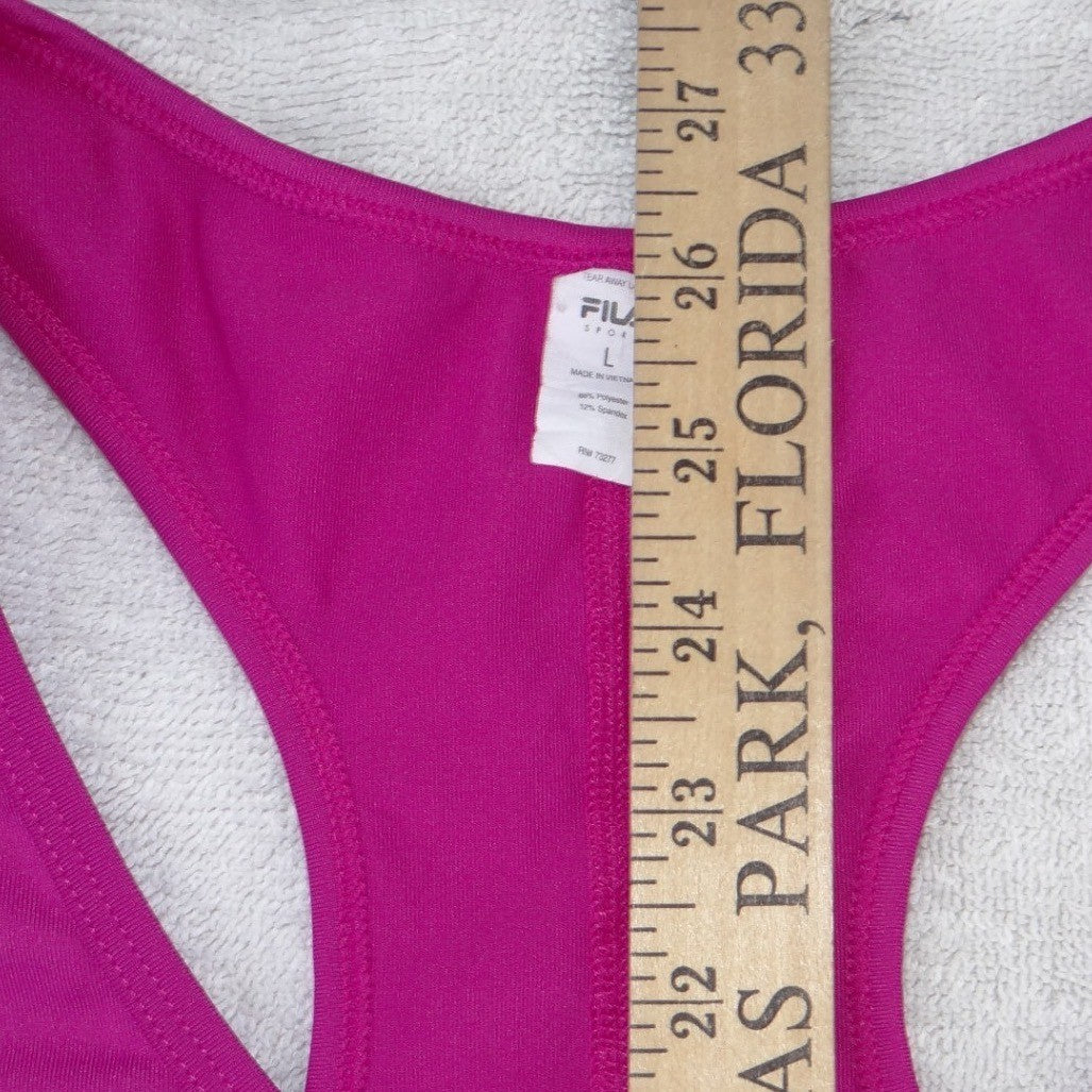 Fila Sport Womens Magenta Pink Racerback V-Neck Athletic Tank Top Large