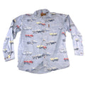 North River Outfitters Mens Blue Vintage Car Print Cotton Button Down Shirt L
