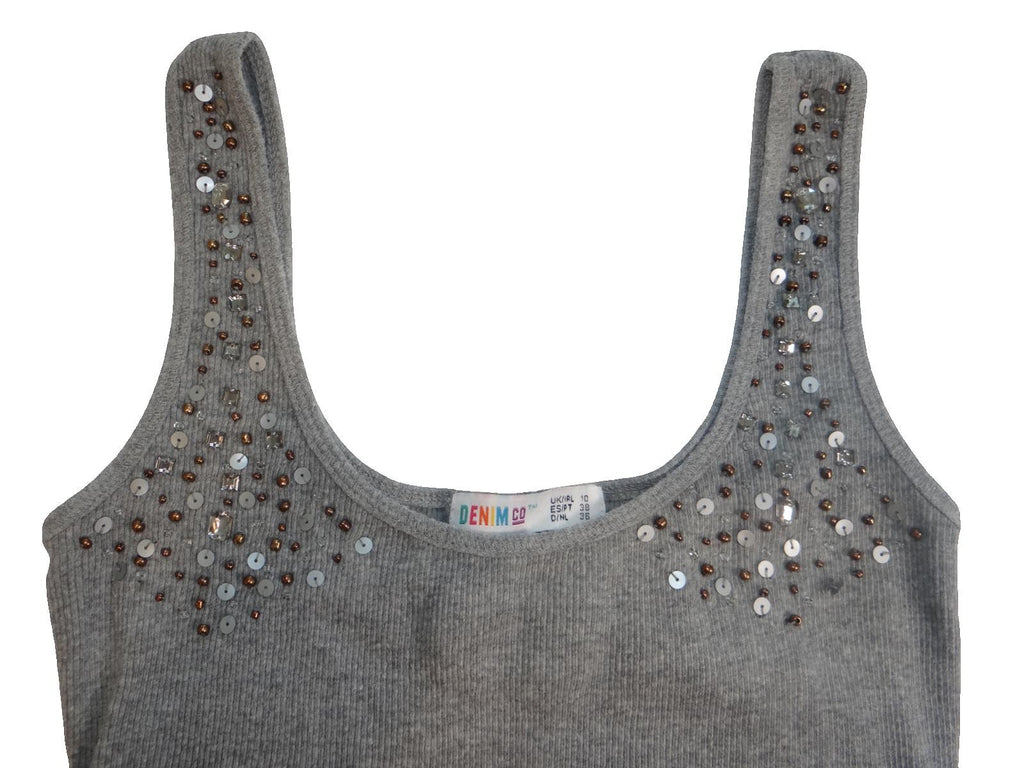 Vintage Denim & Co. Grey Embellished Tank Top