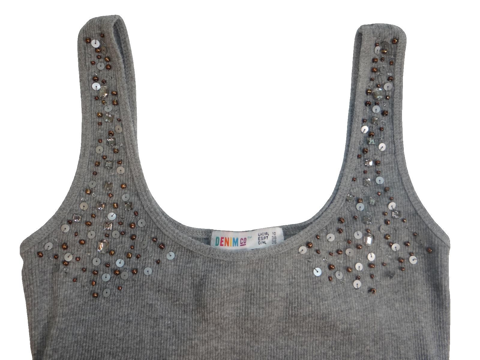 Vintage Denim & Co. Grey Embellished Tank Top