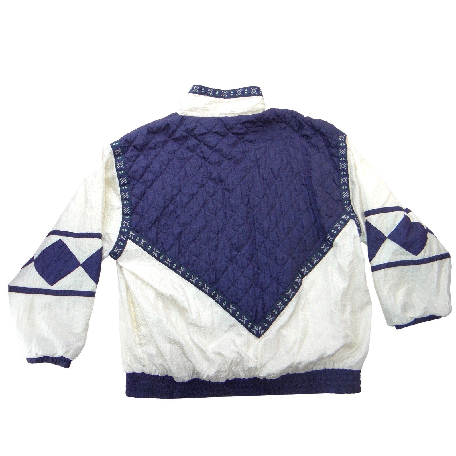 Active Horizon Vintage Windbreaker Jacket Navy White Quilted Colorblock XL
