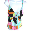 Hula Honey Womens Abstract Print Lace Up Strappy Back Tankini Top Multicolor L