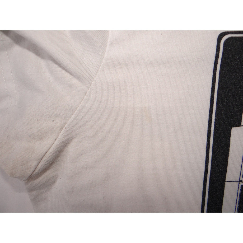 Y2K Daisy Street Studio Graphic T Shirt White Black Band Drum Guitar Logo Tee