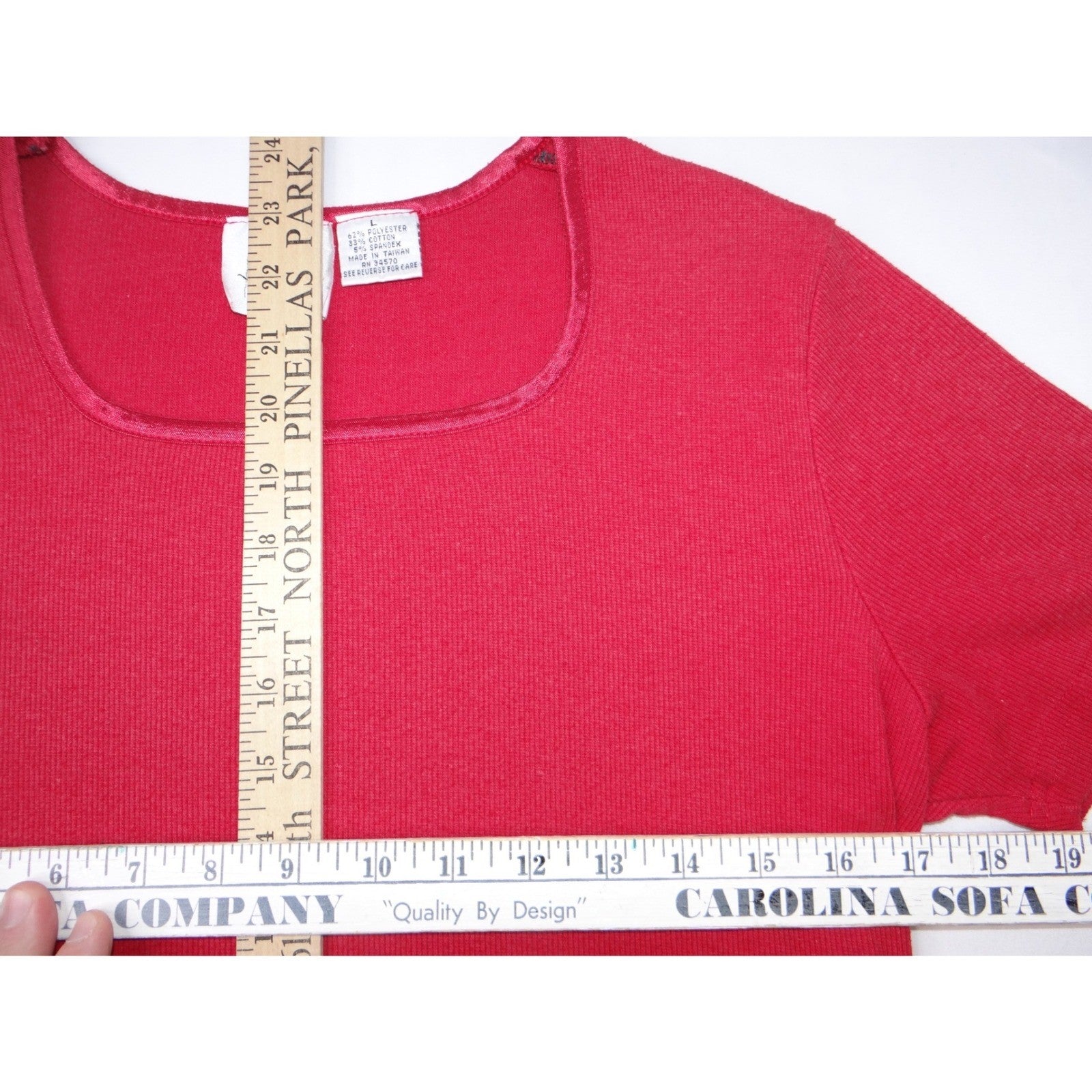 Vintage Jamell Jaso Women's Red Square Neck Short Sleeve T-Shirt Top Size L