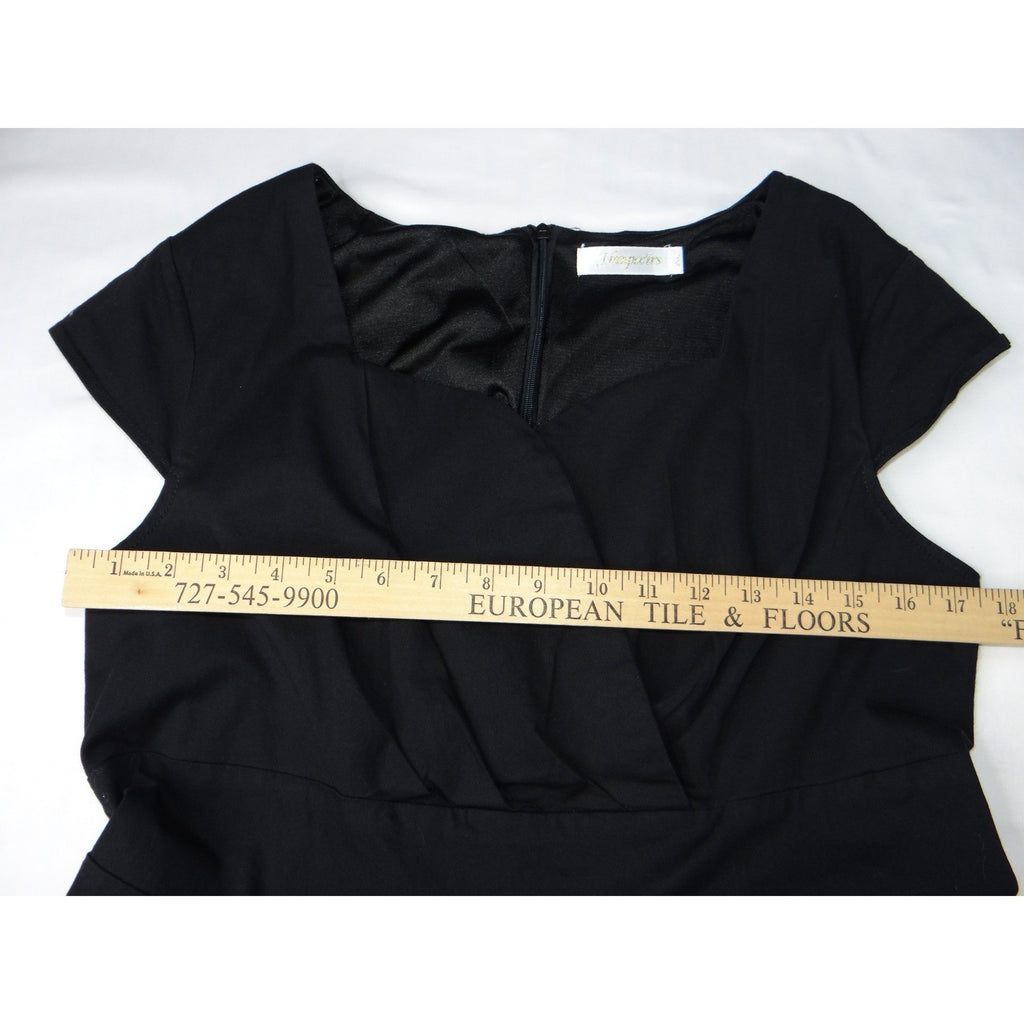 Hanpceirs Black Cap Sleeve Square Neck Fit and Flare Dress Women's XL