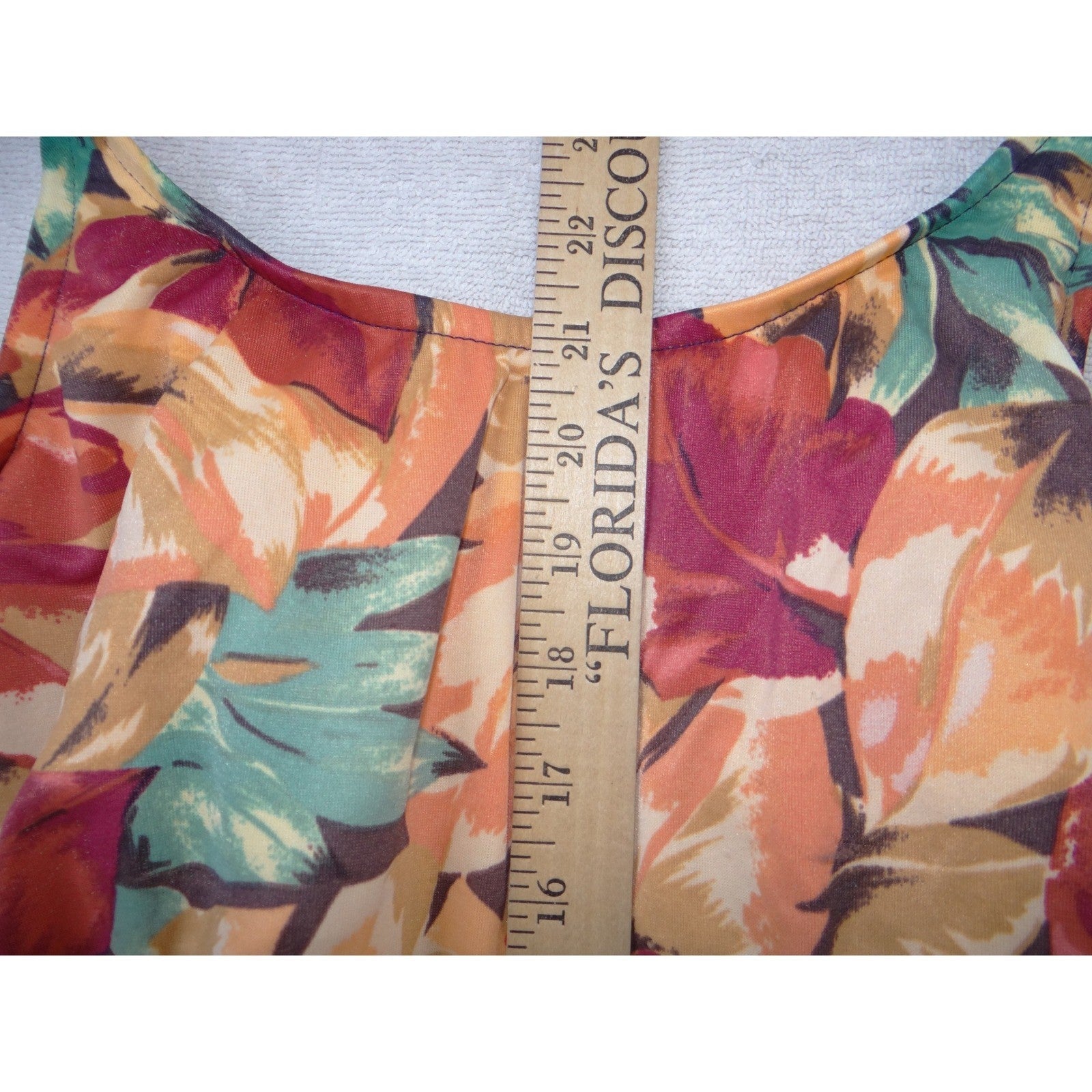 Vintage Jantzen Womens Tropical Floral One Piece Swimsuit Orange Teal Size M