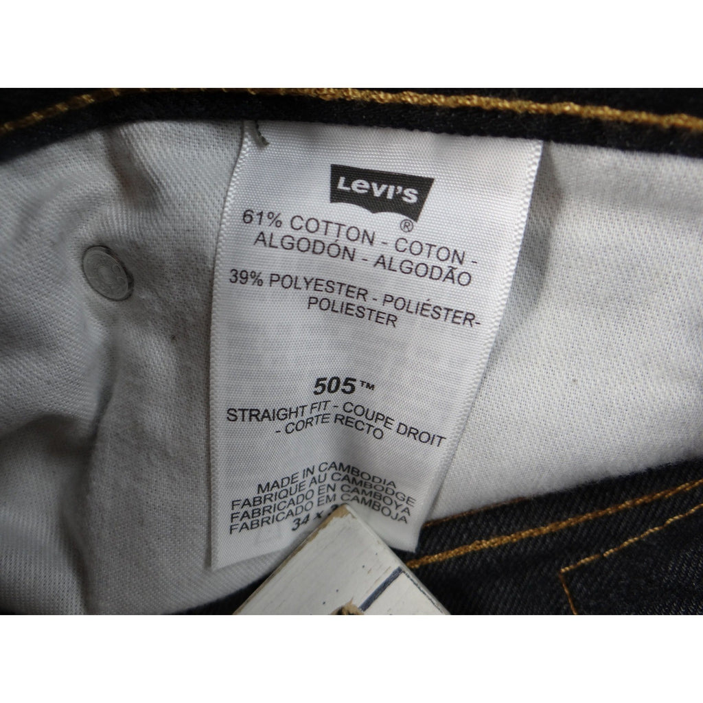 Altered Custom Levi Strauss 505 Mens Black Straight Fit Jeans Size 34x24