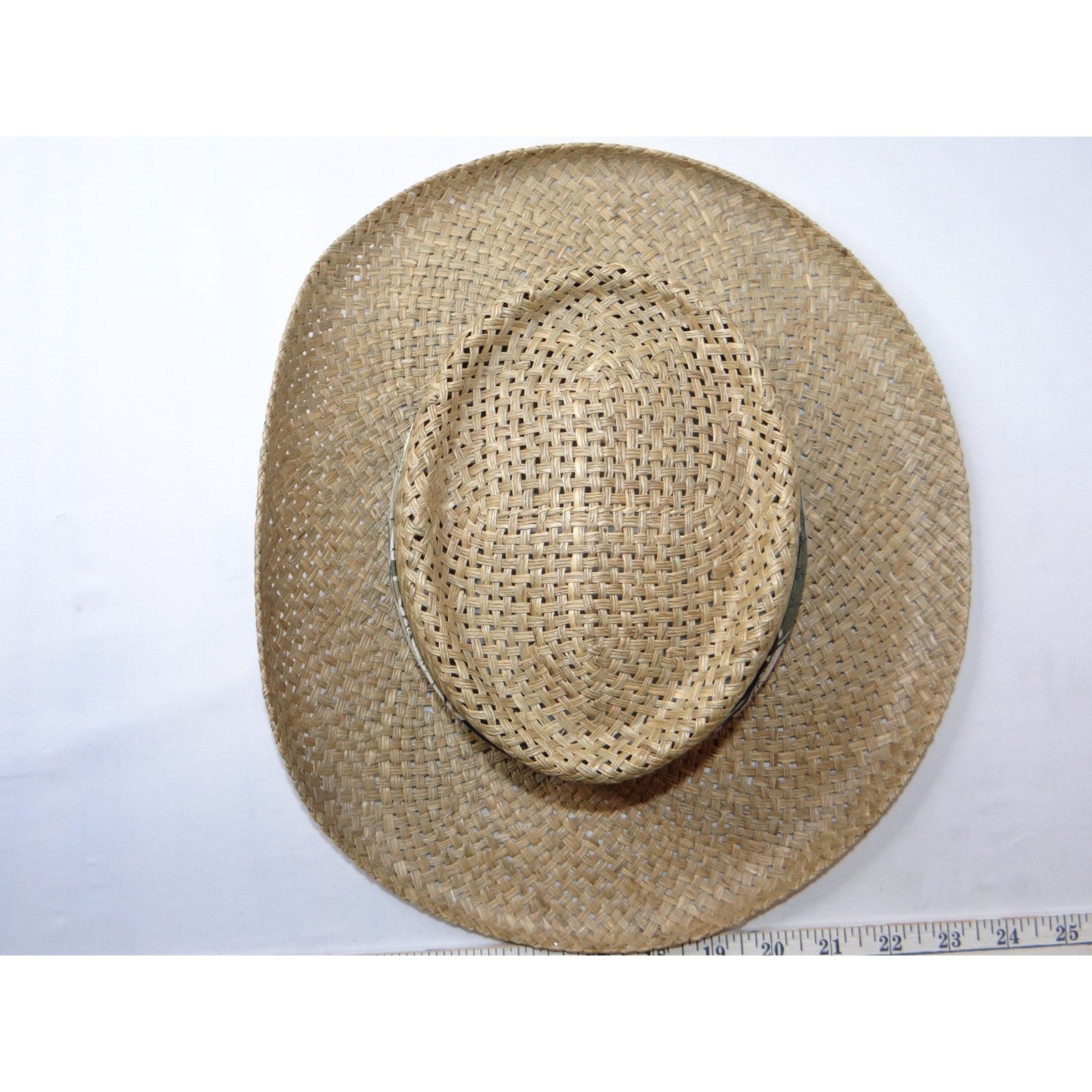 Womens Straw Cowboy Hat Woven Patterned Band Made in USA Small