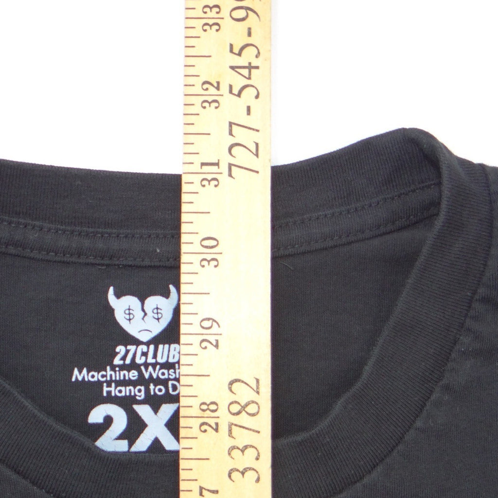 27Club Mens 2XL Black Graphic T-Shirt Broken Heart Rib Cage Floral Butterfly