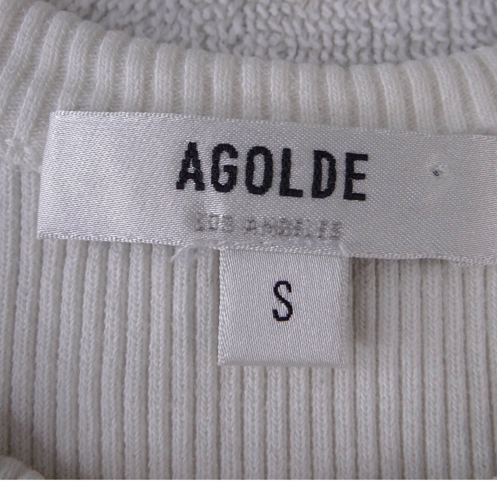 AGOLDE Ribbed Tank Top Ivory Off-White Racerback Scoop Neck Small