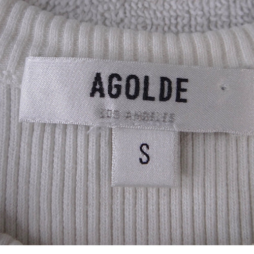 AGOLDE Ribbed Tank Top Ivory Off-White Racerback Scoop Neck Small