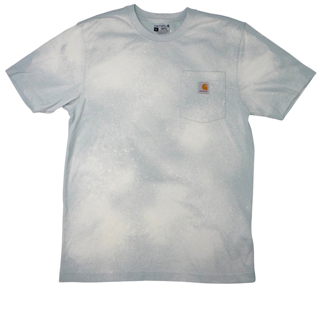 Carhartt Men Loose Fit Bleached Pocket T Shirt Size S Blue White Distressed