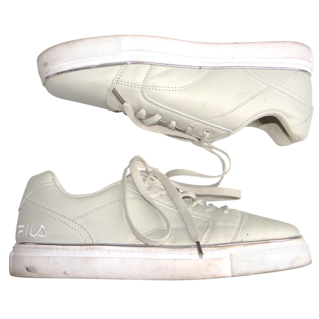 Fila Mens Low Top Sneakers Off-White Silver Metallic Trim Size 9 EE
