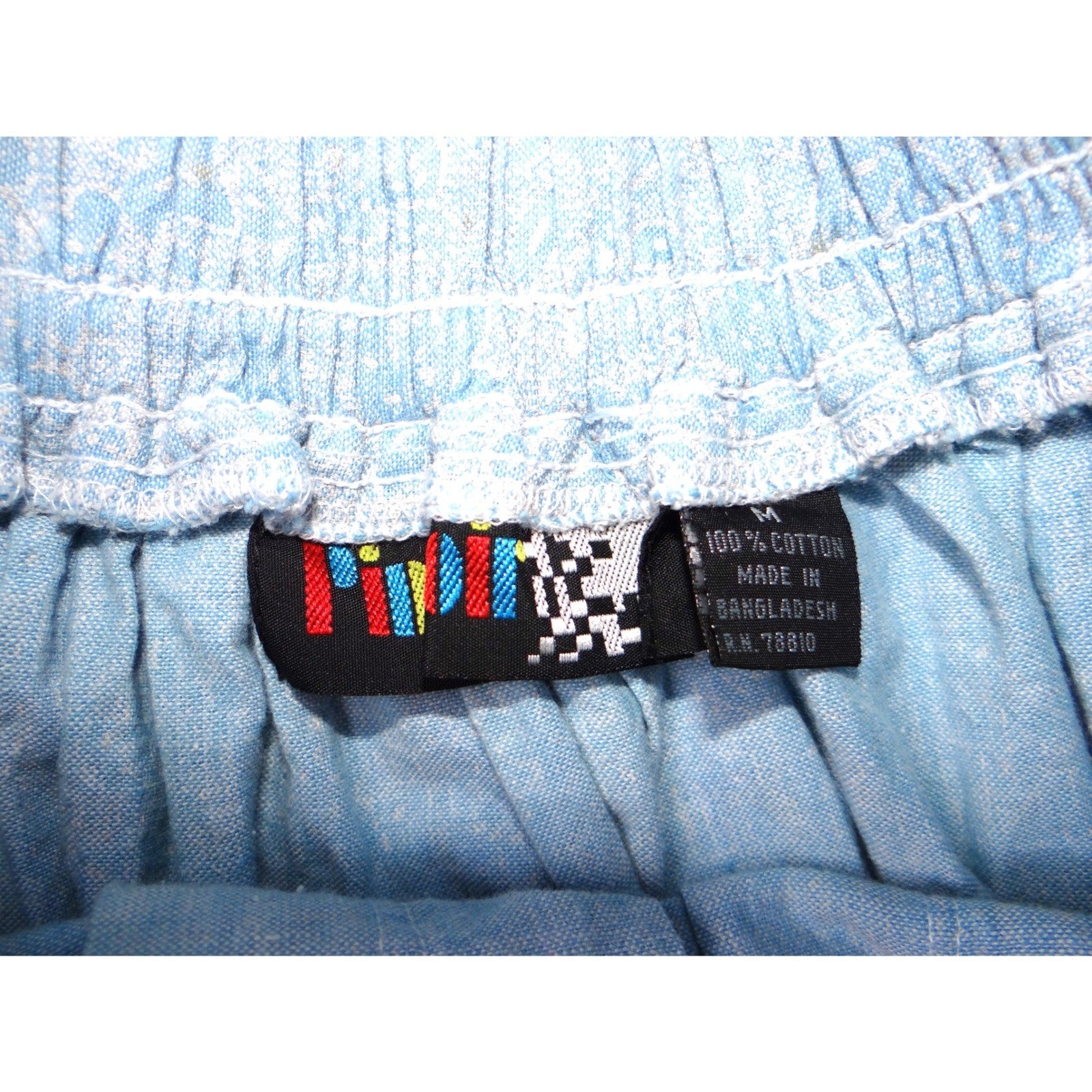 Vintage Pinot Noir Womens Light Blue Denim Floral Pleated Midi Skirt Size M