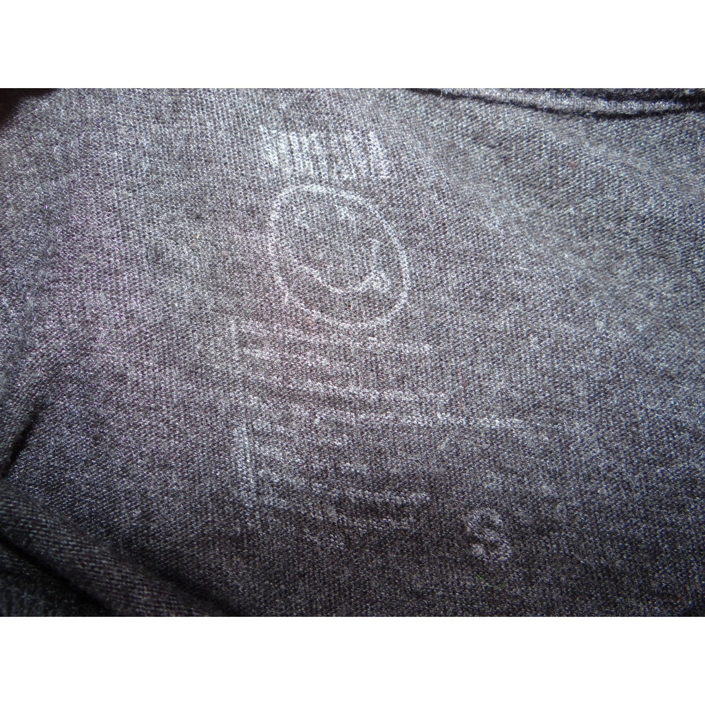 Nirvana Smiley Face Tie Dye Graphic T Shirt Charcoal Gray Women's Small