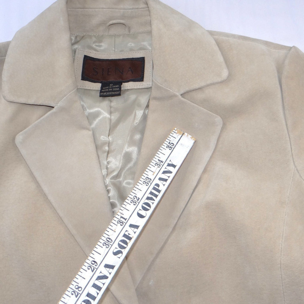 Luxurious Siena Women's Beige Genuine Suede Leather Blazer Jacket Size 10
