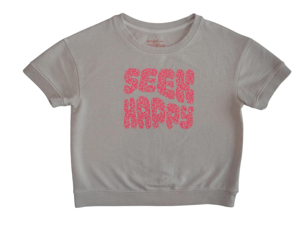 Cat & Jack 'Seek Happy' Graphic Crop Top - Size 6/7