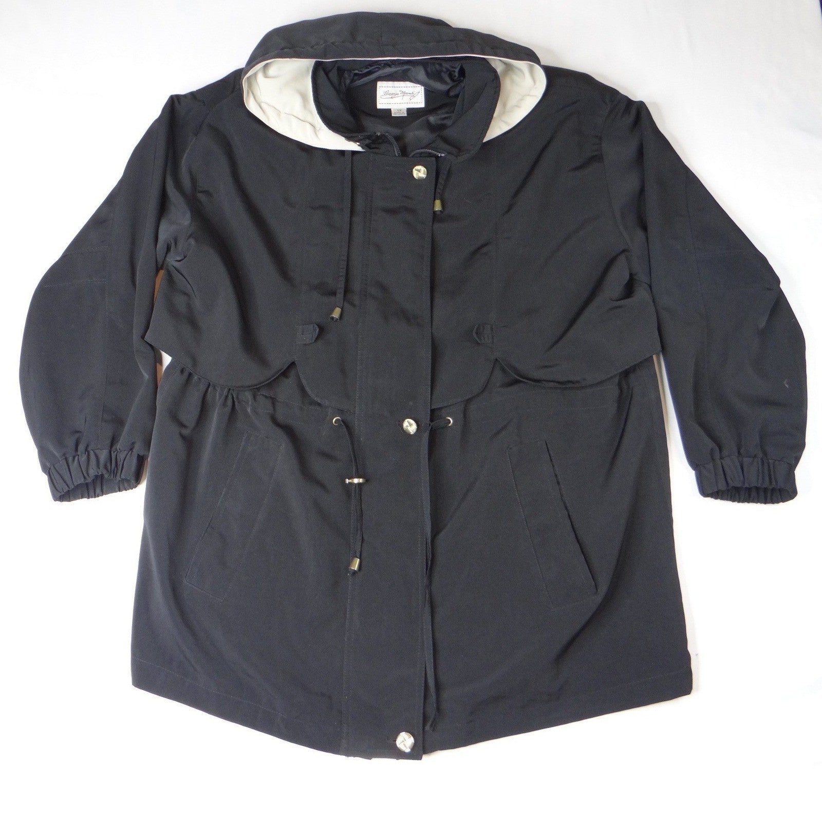 Giorgio Morandi Black Hooded Drawstring Parka Jacket Women's 1X