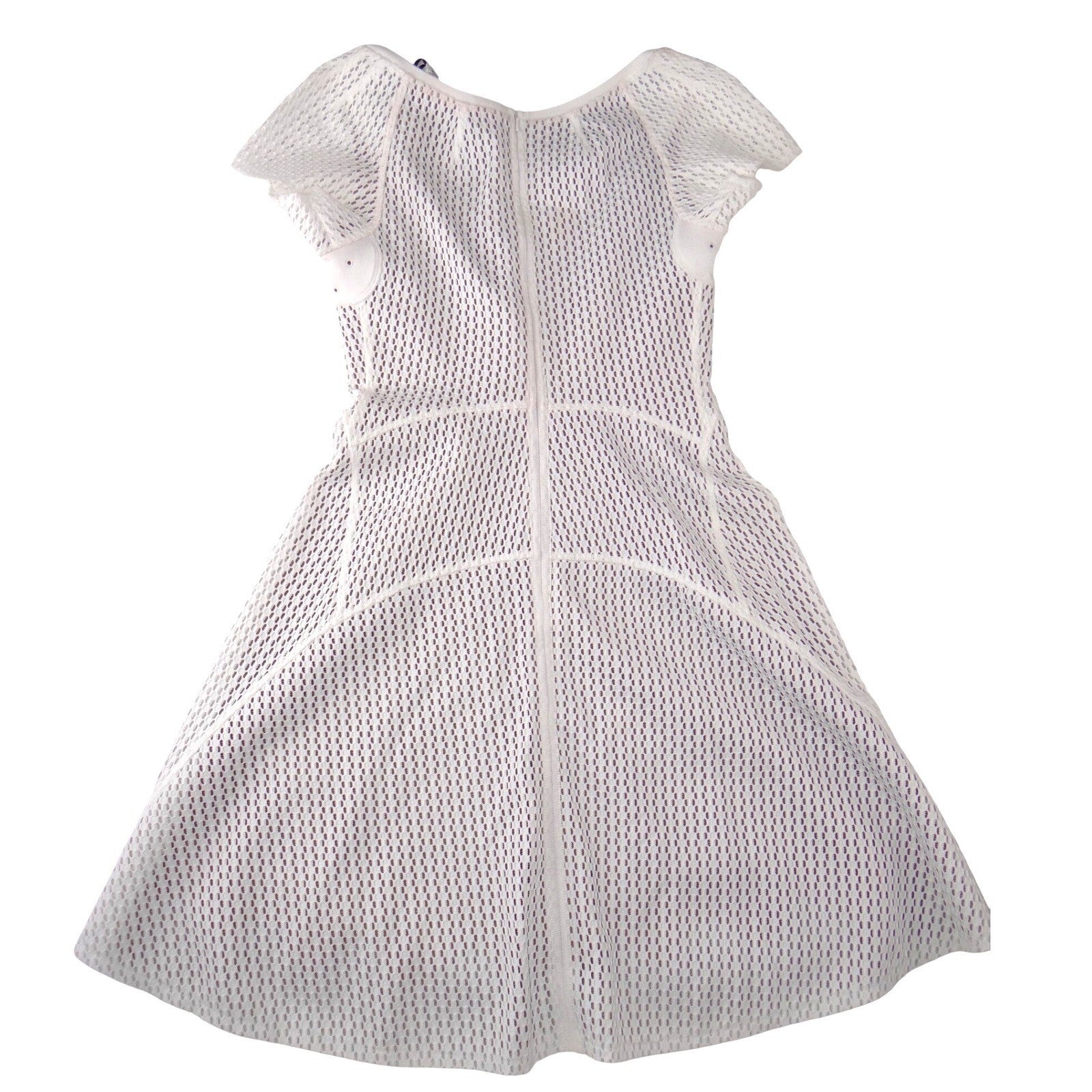 NWT-Byron Lars Beauty Mark White Mesh Honeycomb Fit and Flare Dress Size 6
