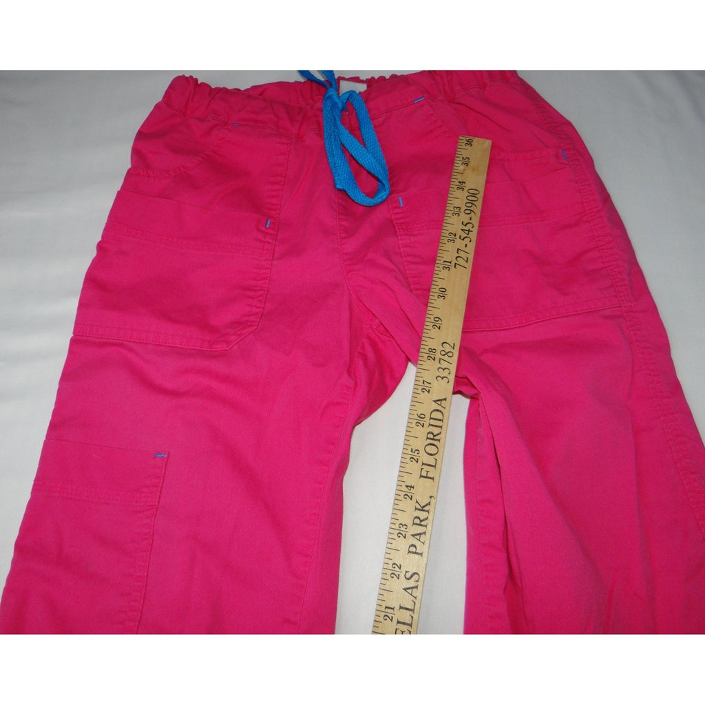 Hot Pink Scrub Pants Women's Cargo Pockets Drawstring Waist