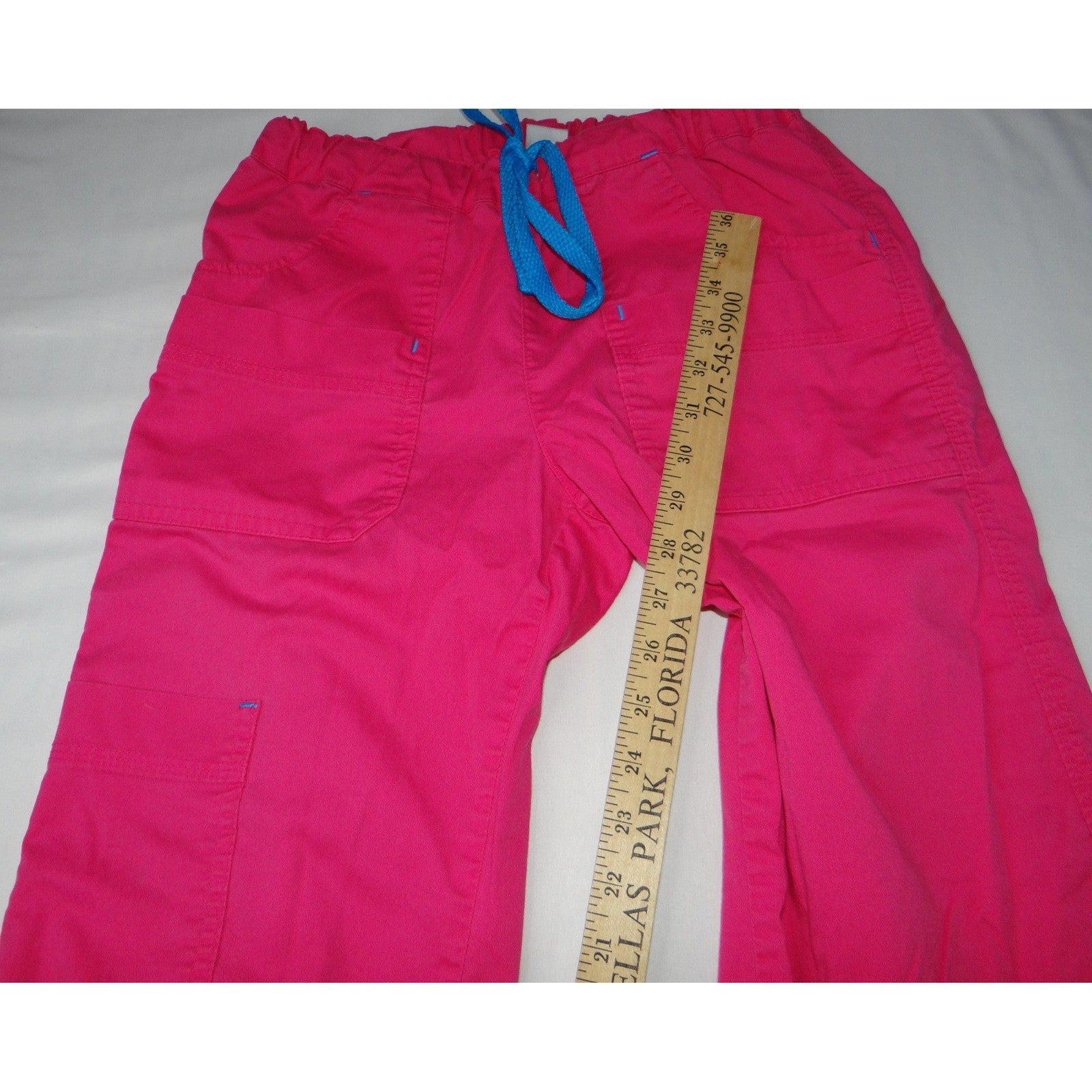 Hot Pink Scrub Pants Women's Cargo Pockets Drawstring Waist