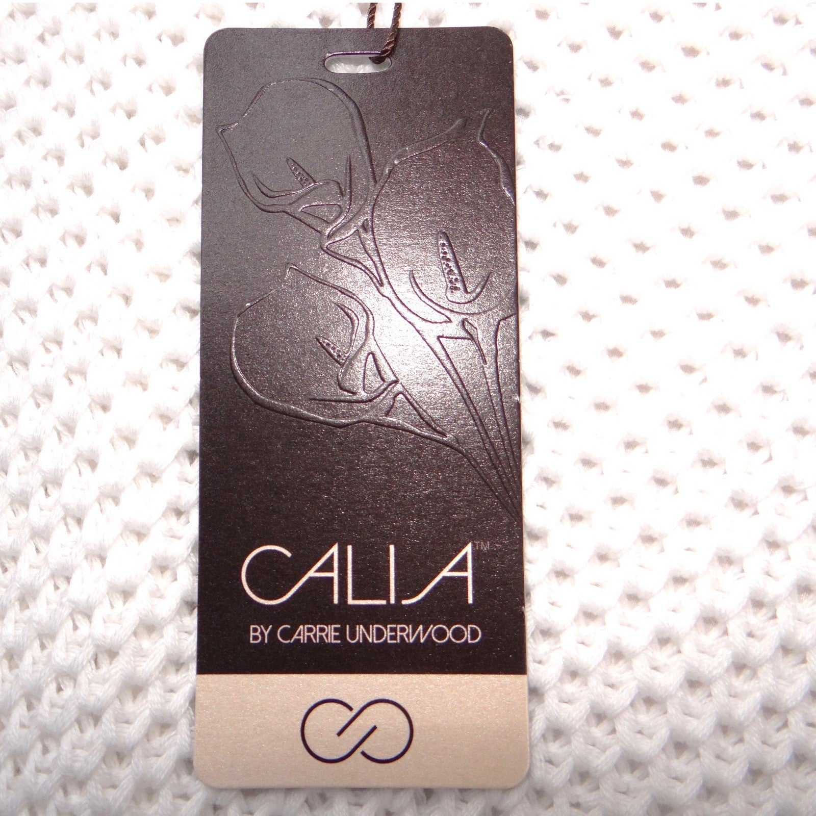 Calia by Carrie Underwood Effortless Crochet Sweater Pure White Open Back XS NEW