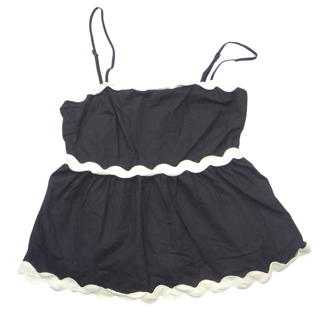 Petal + Pup Black Scalloped Peplum Cami Top Size S Rickrack Adjustable Strap