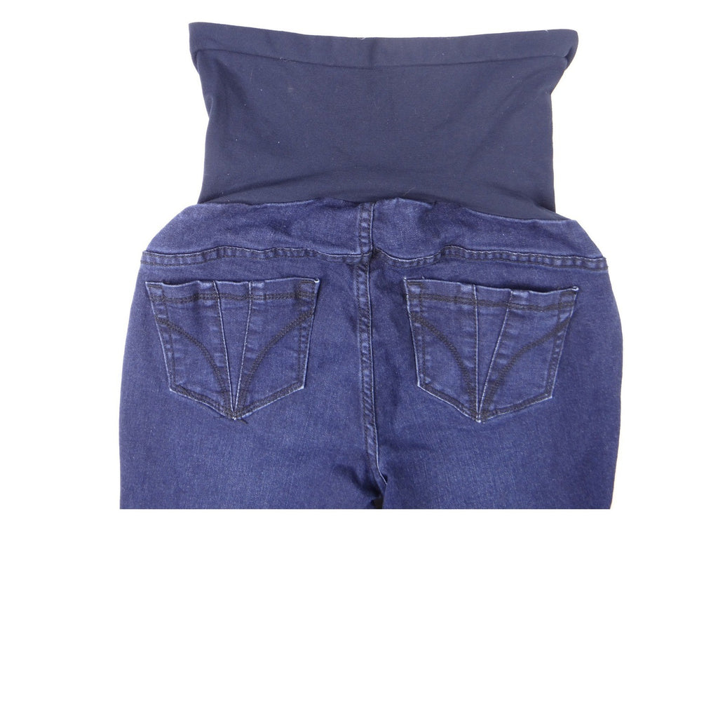 Indigo Blue Maternity Jeans Dark Wash Stretchy Full Panel Skinny Leg Size M/L
