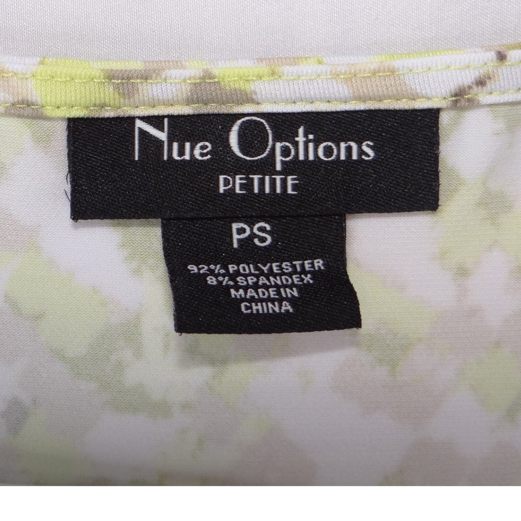 Nue Options Petite Cowl Neck Dress Sleeveless Lime Green Geometric Abstract PS