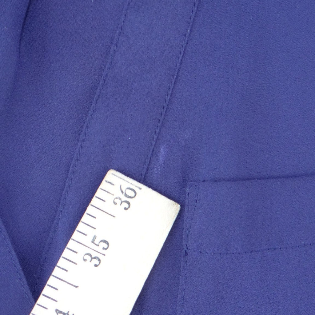 New York & Company Purple Roll Tab Sleeve Split V-Neck Blouse Small