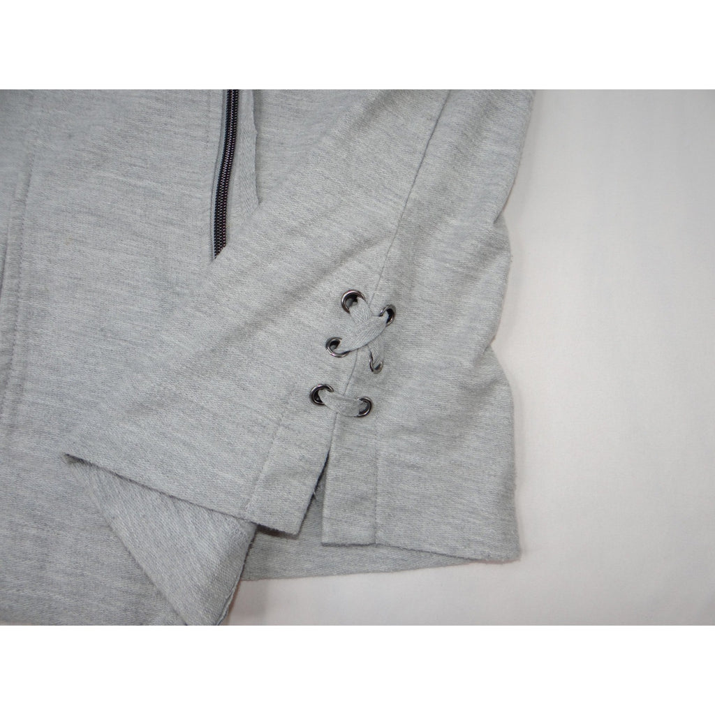Coral Bay Energy Gray Full Zip Mock Neck Lace Up Side Jacket PS