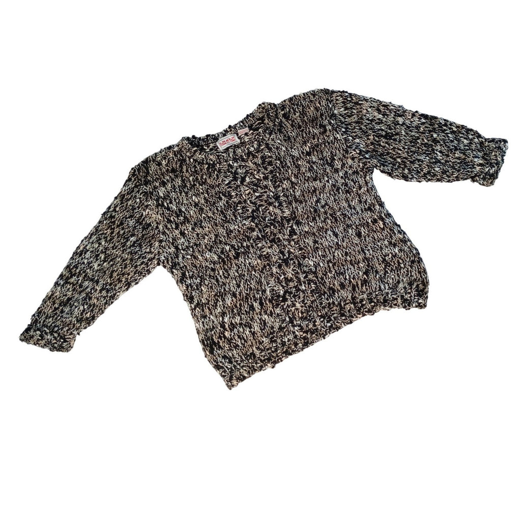 Vintage Razz-m'-Tazz Black White Textured Knit Sweater Women's Large Acrylic