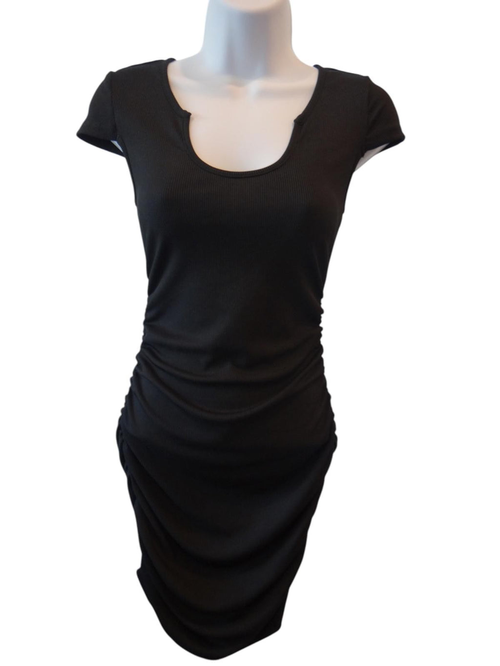 Stylish Black Ruched Dress