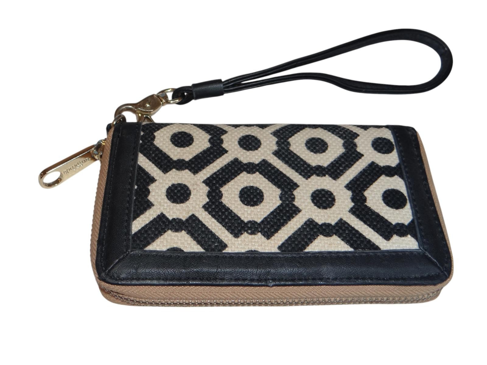 Sparrow Design Wristlet Wallet - Stylish Black and Cream Purse