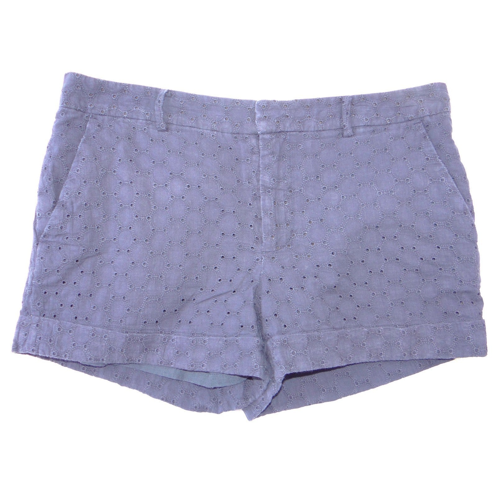 DKNY Womens Navy Blue Eyelet Embroidered Chino Shorts Size 10