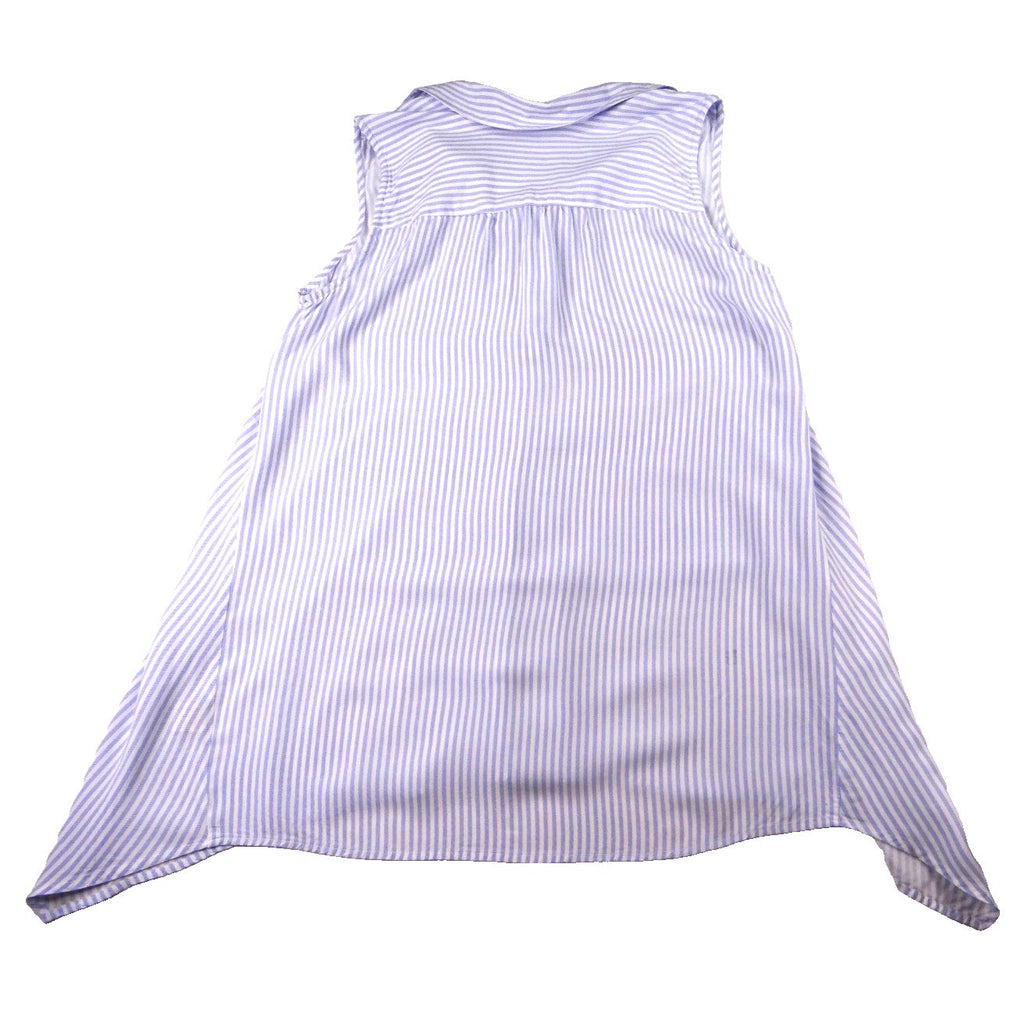 Khakis & Co Blue White Stripe Sleeveless Collared Shirt Tunic Top Women Medium