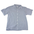 Pisanti Mens Short Sleeve Plaid Button Down Shirt Blue White Easy Fit Large