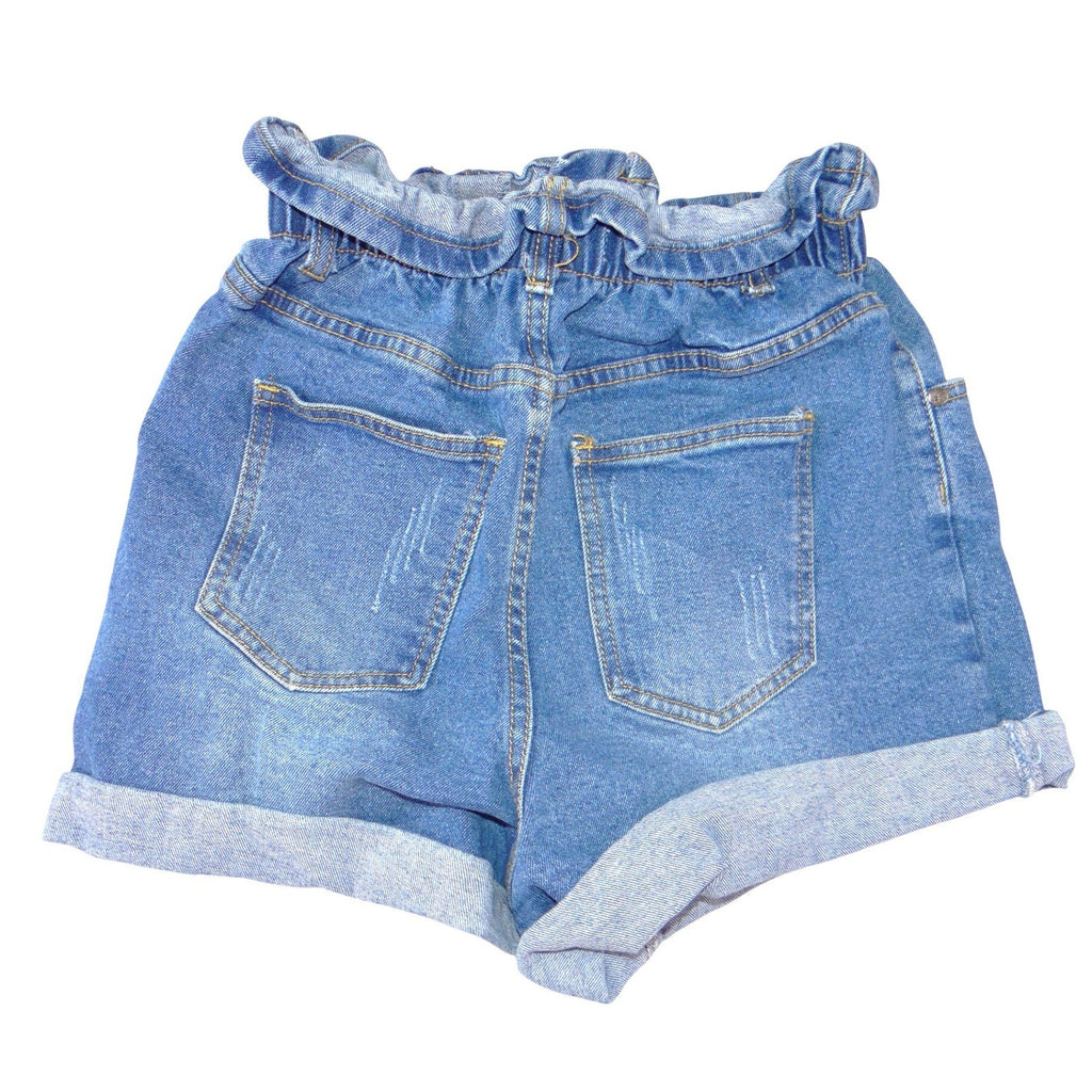 Between Us Womens Medium Wash Paperbag High Waist Denim Shorts Blue Size M