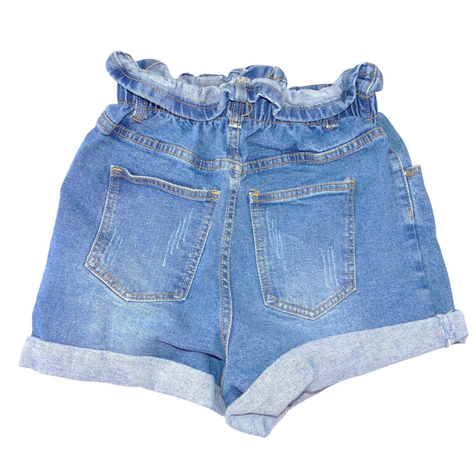 Between Us Womens Medium Wash Paperbag High Waist Denim Shorts Blue Size M