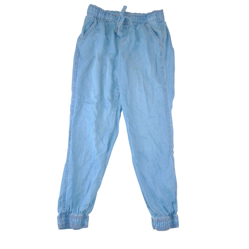 Knox Rose Womens Light Wash Chambray Paperbag Waist Jogger Pants Blue XS