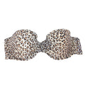 Leopard Print Bandeau Bikini Top Tan Black Strapless Padded Swim Top